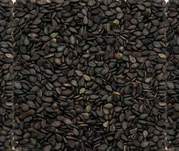 Black sesame seeds are native to India and Africa. Black sesame does not remove the husk that protects the seed, hence its black color. Black sesame seeds are higher in calcium, iron, and fiber than white sesame. They have a high amount of protein, they are rich in methionine, an essential amino acid.