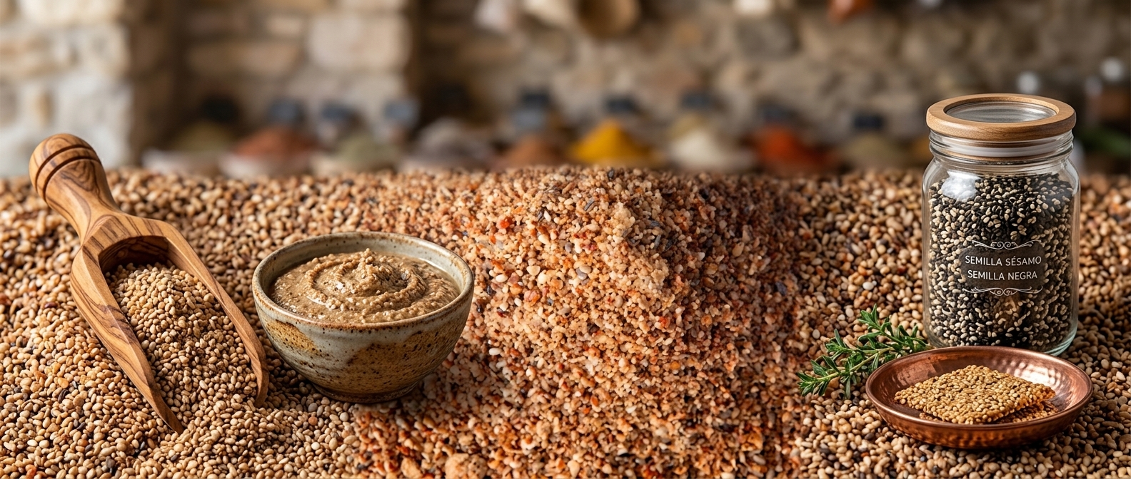 Sesame flour is rich in vitamins and minerals, with low fat content. It contains a high content of vegetable proteins, unsaturated fatty acids and a high amount of zinc, which makes it very useful for children and people with bone-muscular system problems.